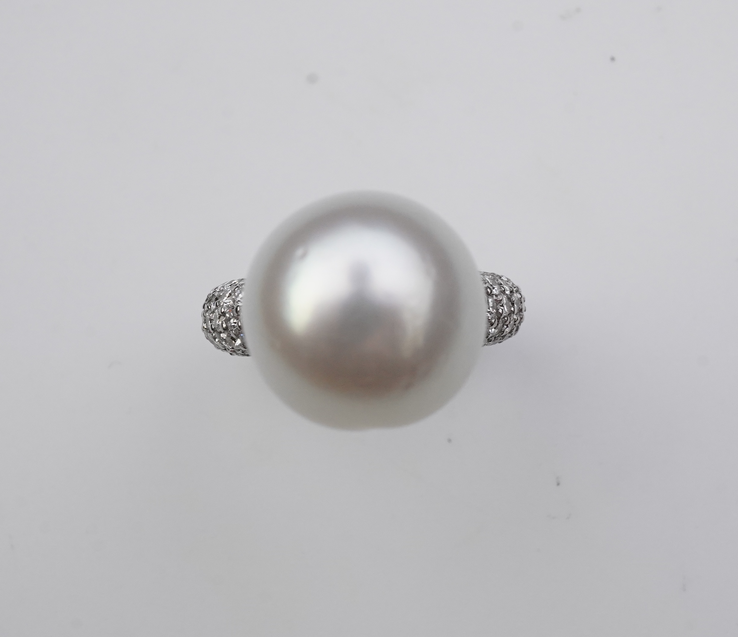 A South Sea cultured pearl and diamond ring